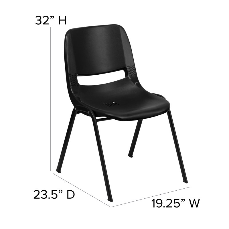 ErgoFlex Black Vinyl & Metal Mid-Back Stacking Chair - Pack of 5