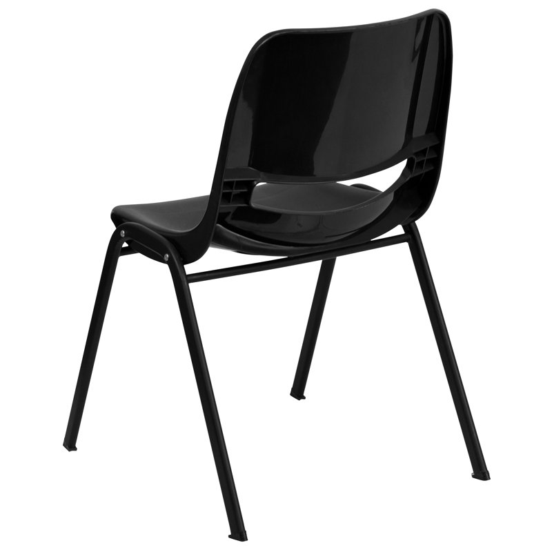 ErgoFlex Black Vinyl & Metal Mid-Back Stacking Chair - Pack of 5