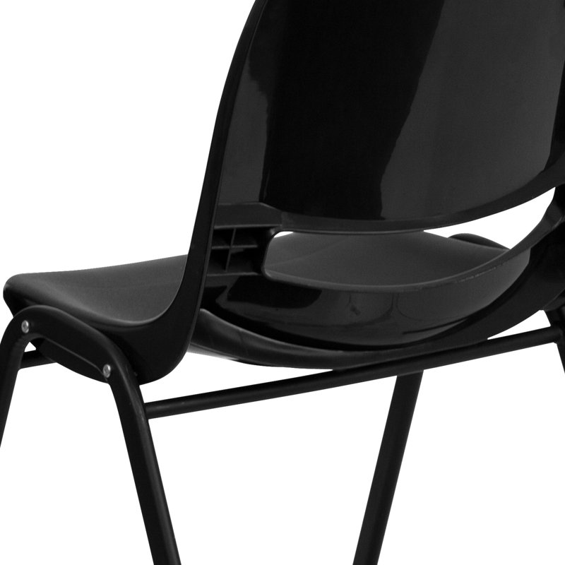 ErgoFlex Black Vinyl & Metal Mid-Back Stacking Chair - Pack of 5