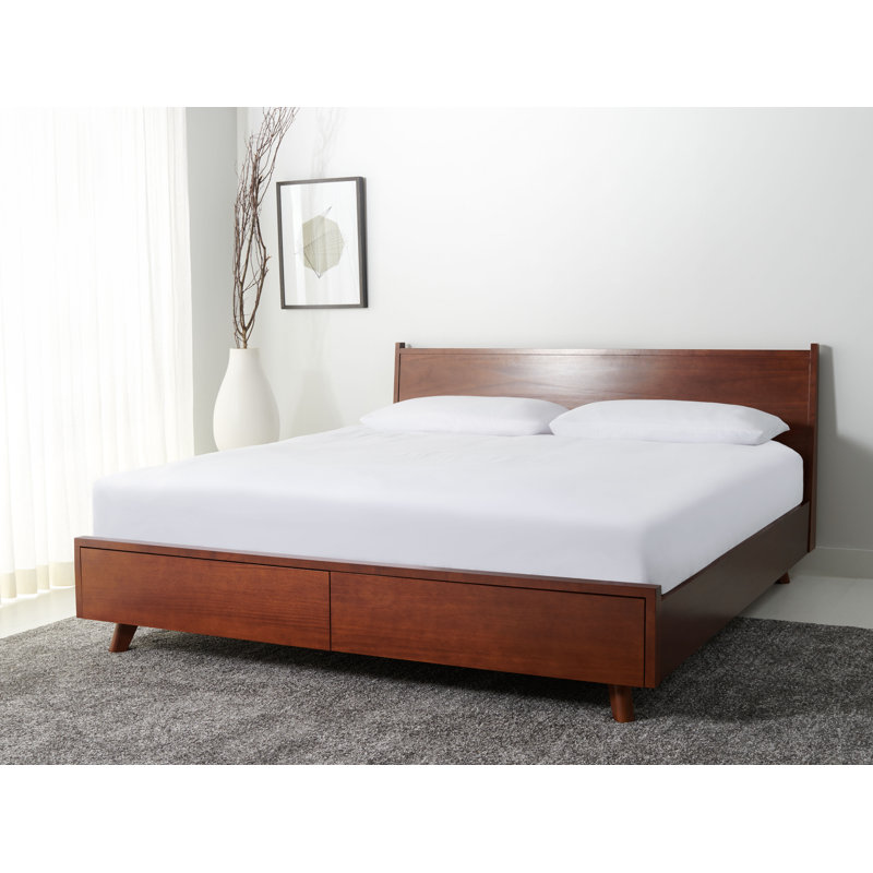 Fitz Walnut Finish King Storage Bed with 2 Drawers