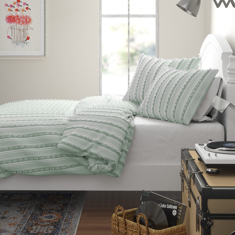 Full Teal Cotton Tufted Comforter Set with Shams
