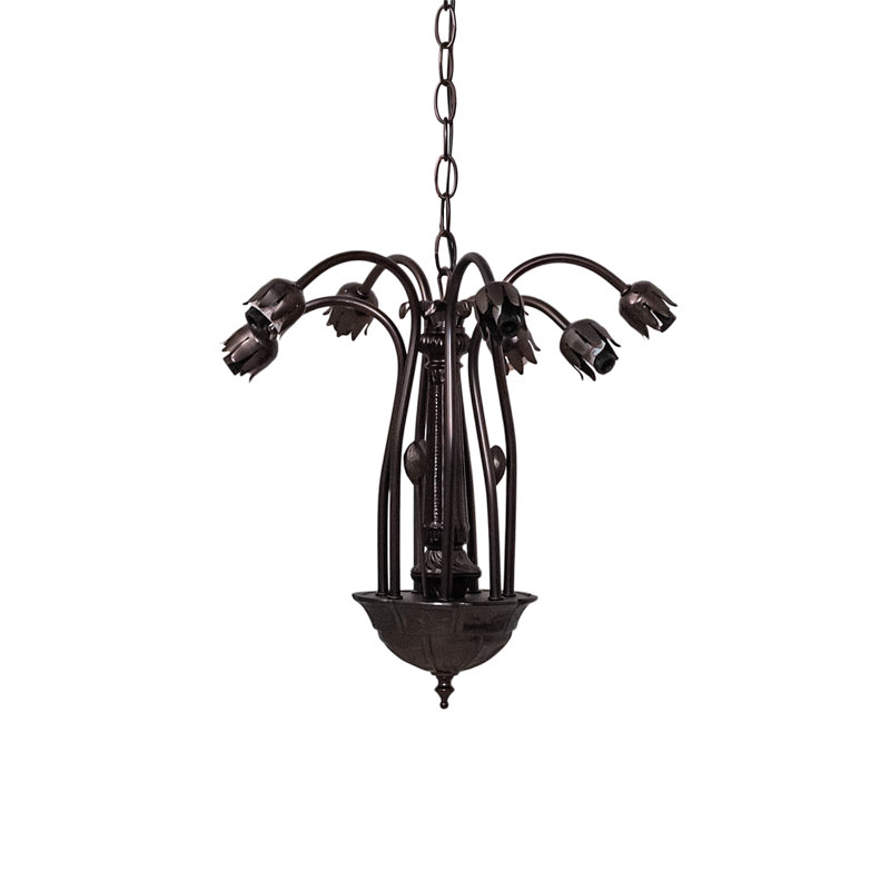Meyda Bronze Elegance 57" Tiffany Pond Lily 7-Light Chandelier
