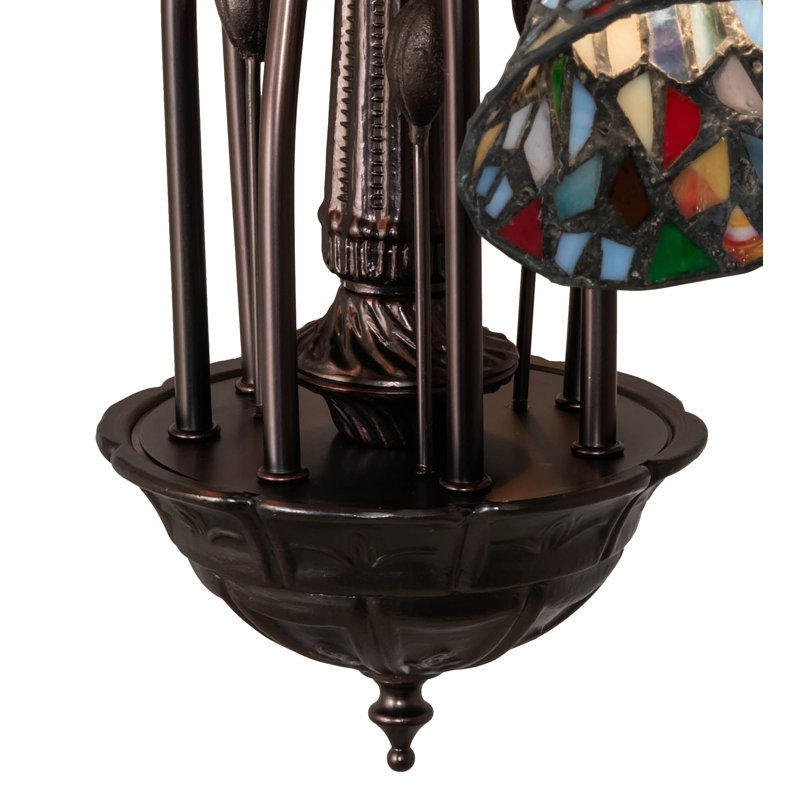 Meyda Bronze Elegance 57" Tiffany Pond Lily 7-Light Chandelier