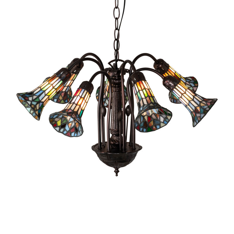 Meyda Bronze Elegance 57" Tiffany Pond Lily 7-Light Chandelier