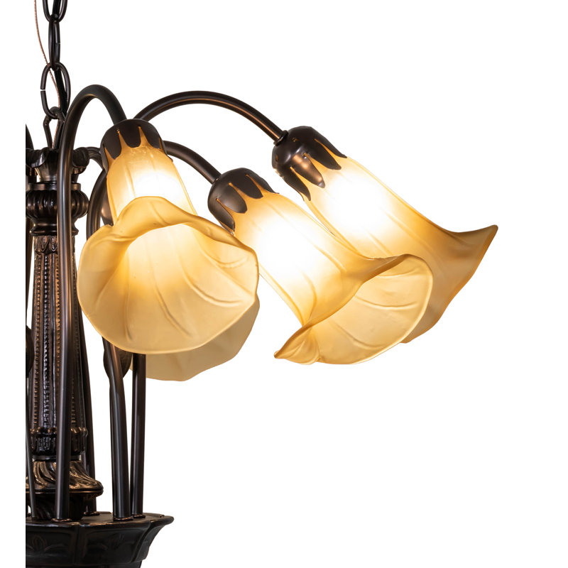 Tiffany Pond Lily 7-Light Mahogany Bronze Chandelier