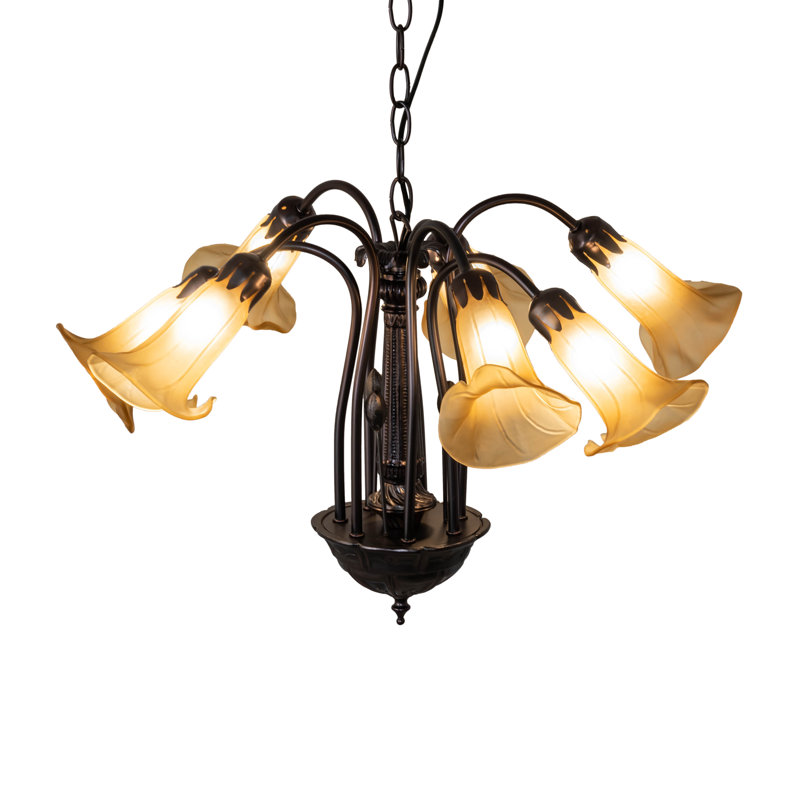 Tiffany Pond Lily 7-Light Mahogany Bronze Chandelier
