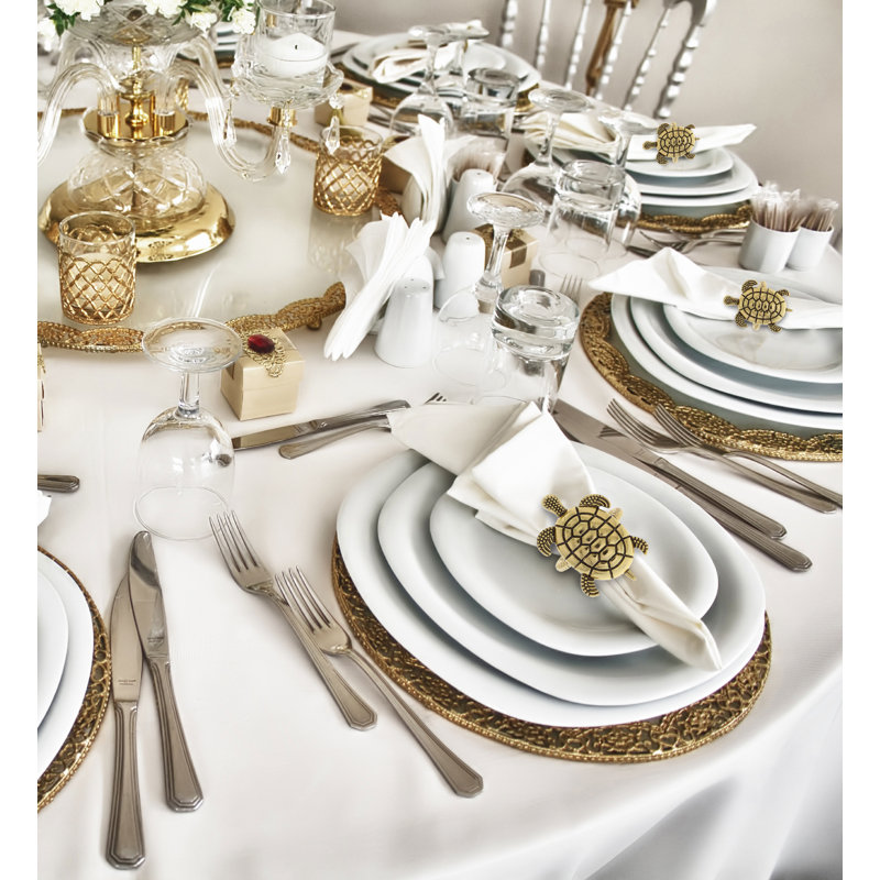 Gold Sea Turtle Metal Napkin Rings Set of 6
