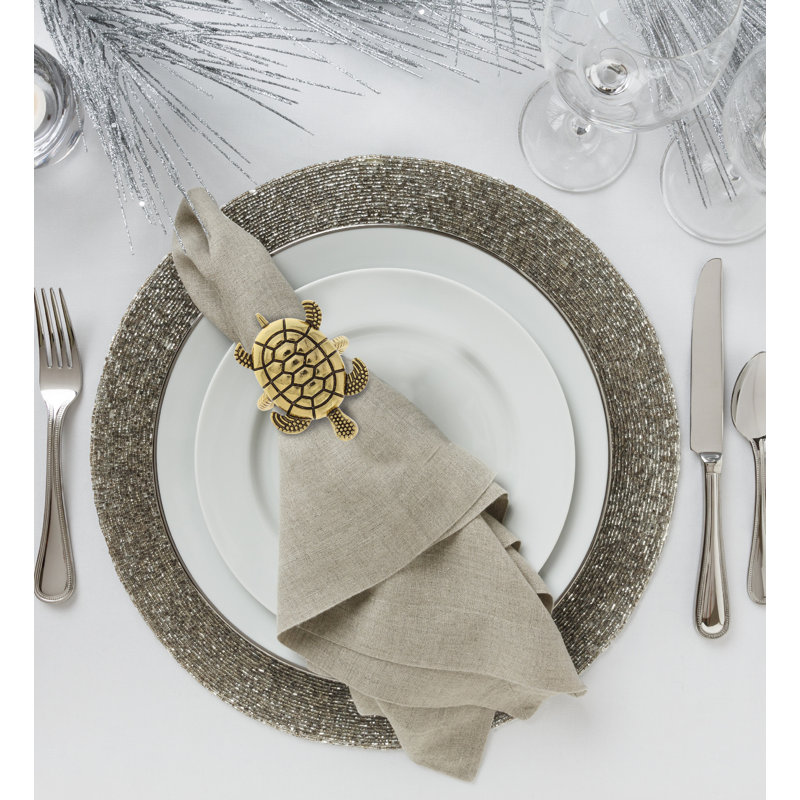 Gold Sea Turtle Metal Napkin Rings Set of 6