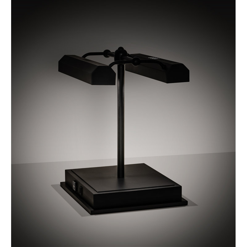 Oil Rubbed Bronze 17" Dual Head Library Lamp with USB Port