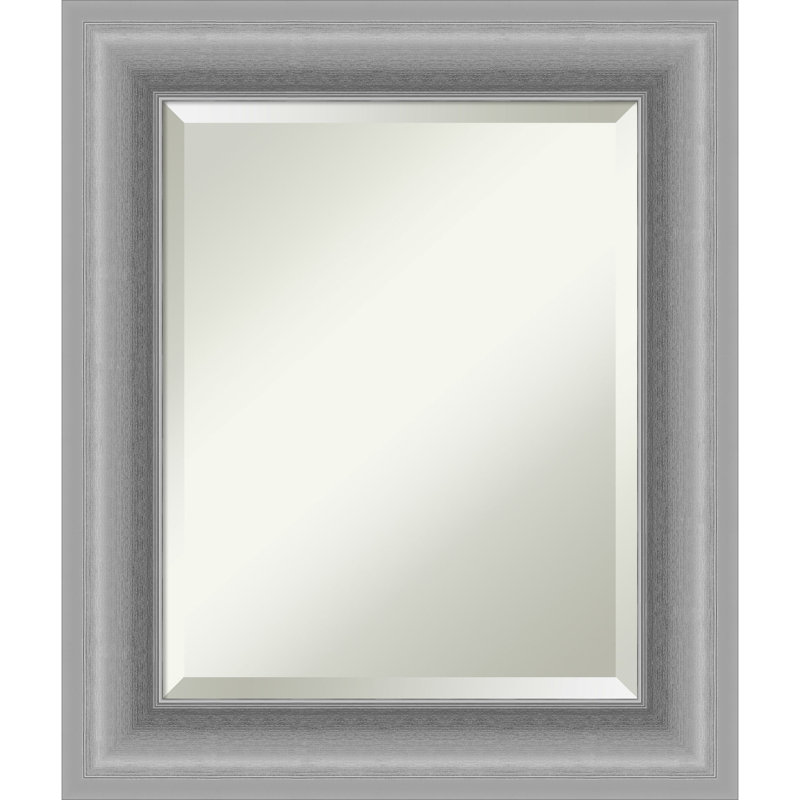 Peak Frame 26" x 22" Silver Polystyrene Rectangular Wall Mirror