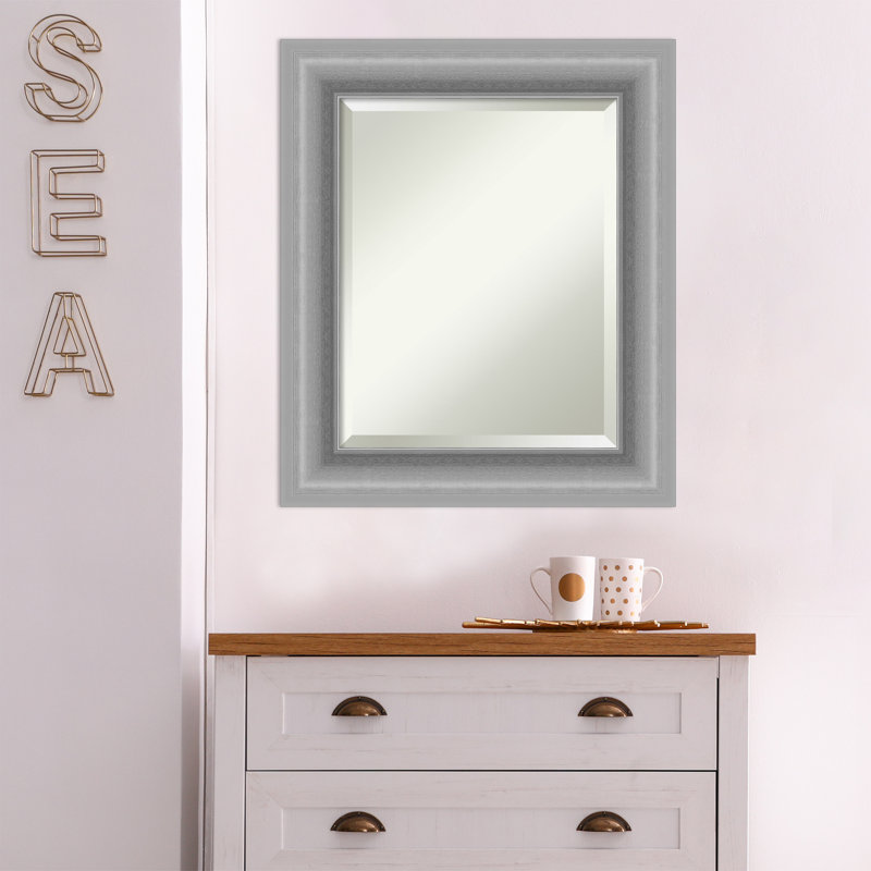 Peak Frame 26" x 22" Silver Polystyrene Rectangular Wall Mirror
