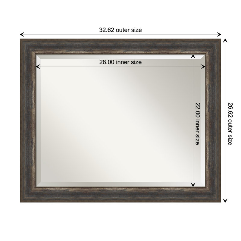 Alta Rustic Char Bronze Framed Rectangular Wall Mirror