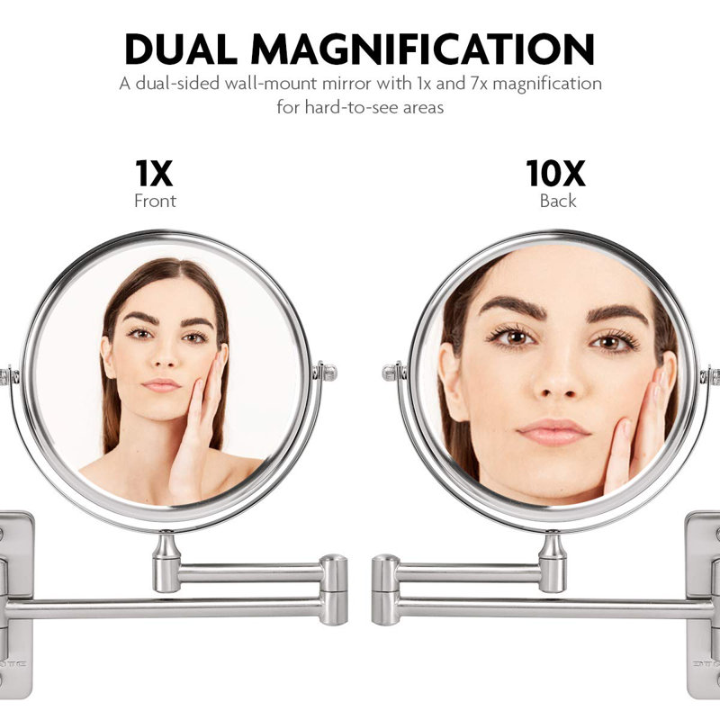 Polished Chrome 10X Magnifying Wall-Mounted Vanity Mirror