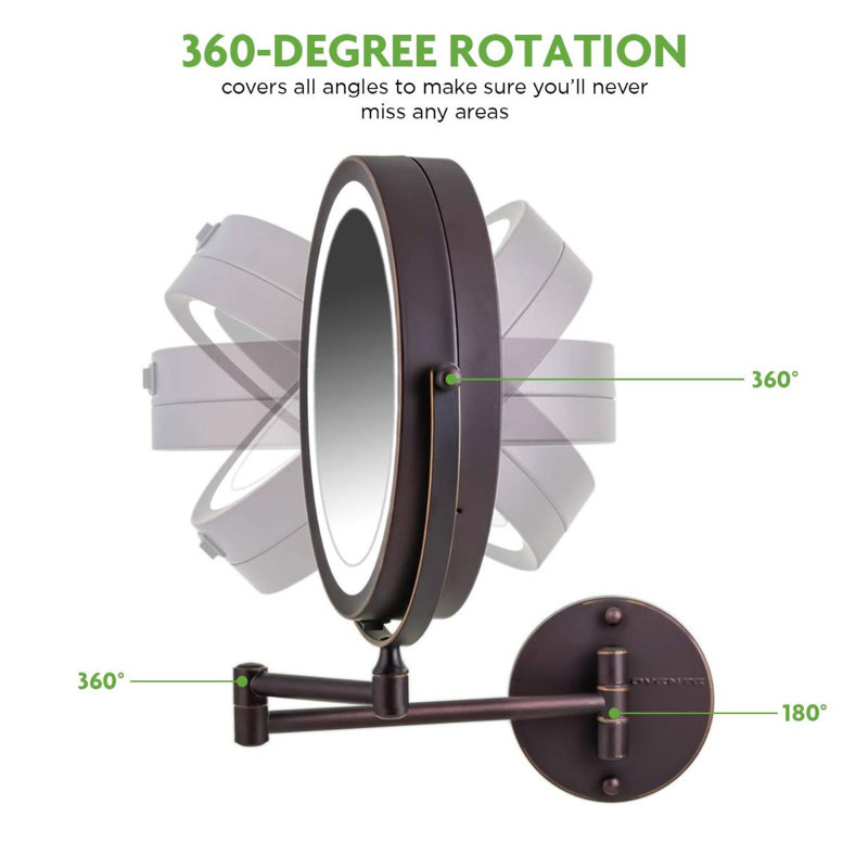 Antique Bronze 8.5" LED Wall Mounted Magnifying Mirror