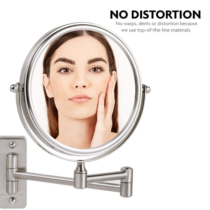 Polished Chrome Dual-Sided 7X Magnifying Wall Mirror