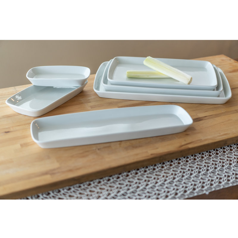 BIA Cordon Bleu Lido Porcelain 9.25" Rectangular Platters (Set of 4)