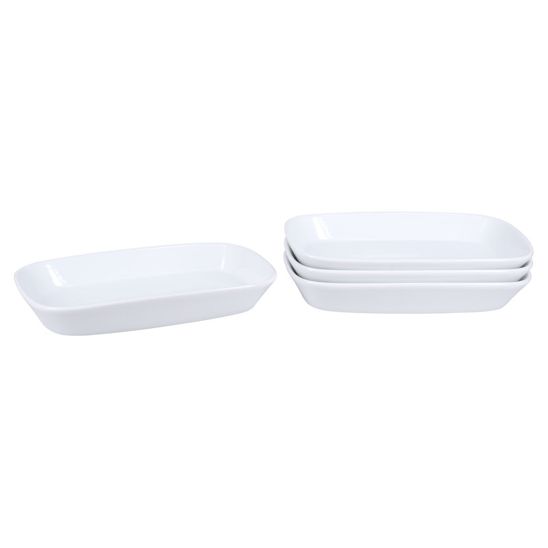 BIA Cordon Bleu Lido Porcelain 9.25" Rectangular Platters (Set of 4)