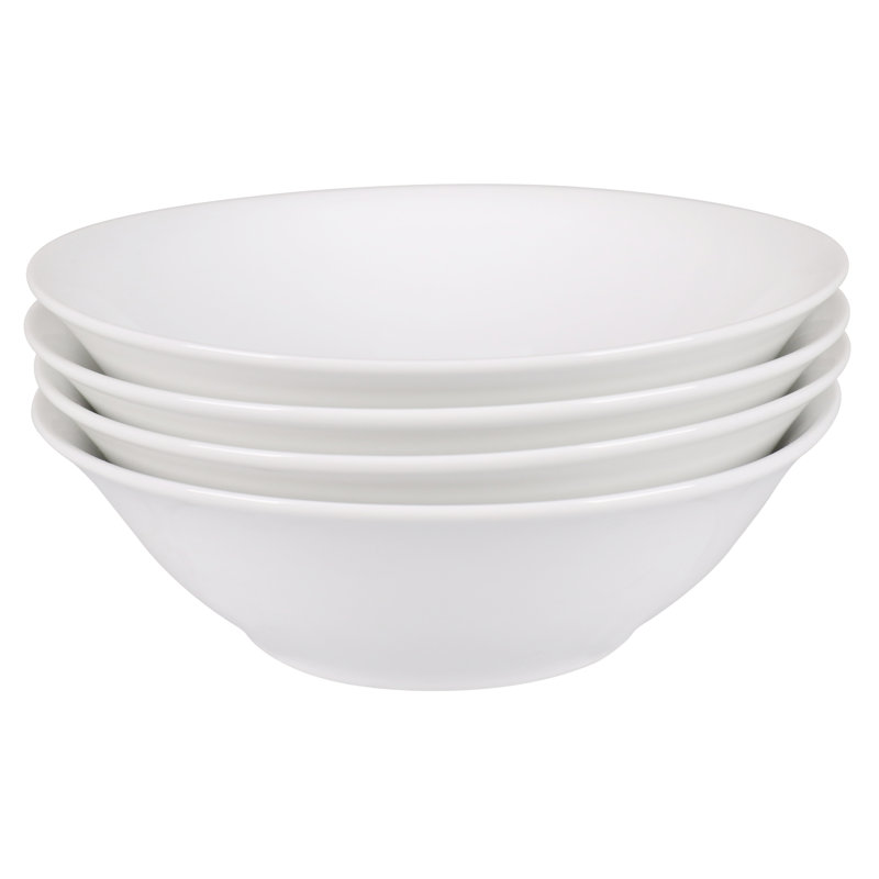 Classic White Porcelain 20 oz Soup and Cereal Bowls, Set of 4