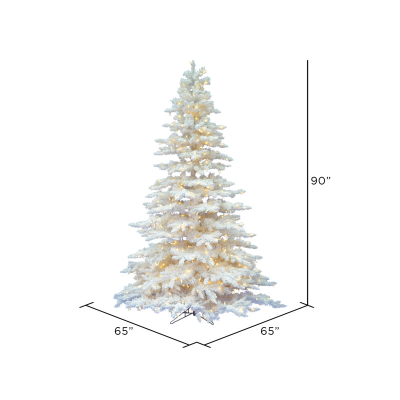 7.5' Flocked White Spruce Christmas Tree with Warm White LED Lights