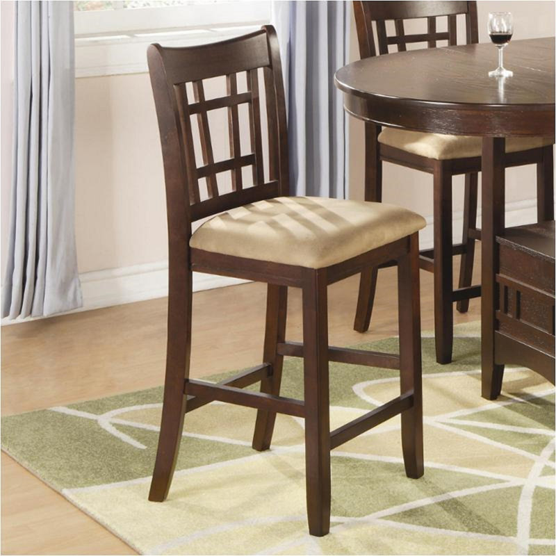 Transitional Cherry Wood and Cream Leather Bar Stool, 24"