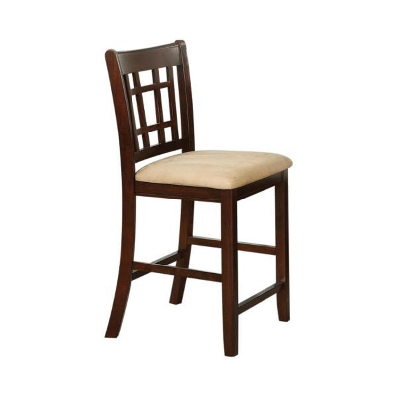 Transitional Cherry Wood and Cream Leather Bar Stool, 24"