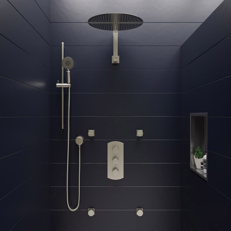 Brushed Nickel Adjustable Handheld Shower Head with Sliding Rail