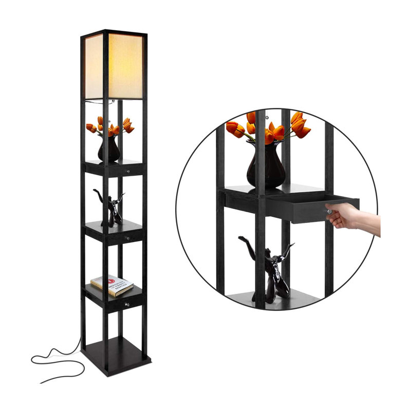 Maxwell Smart Shelf Floor Lamp with LED and Voice Assistant - Black