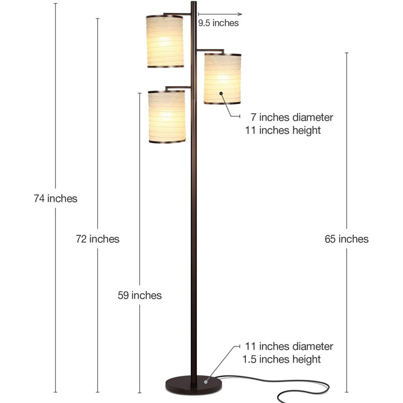 Liam Bronze Multi-Head LED Floor Lamp with Fabric Shades