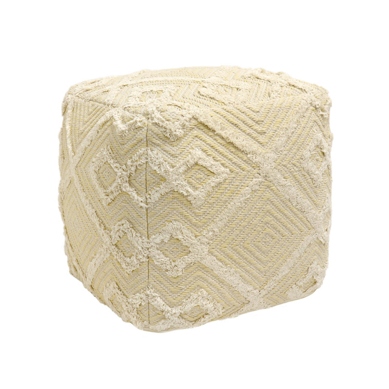 Grand Canyon 17" Yellow and Ivory Cotton Pouf