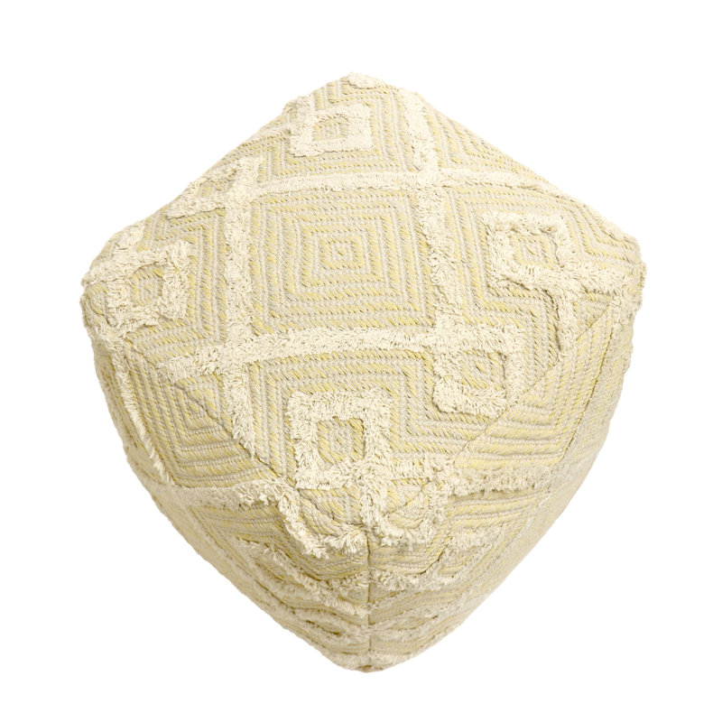 Grand Canyon 17" Yellow and Ivory Cotton Pouf
