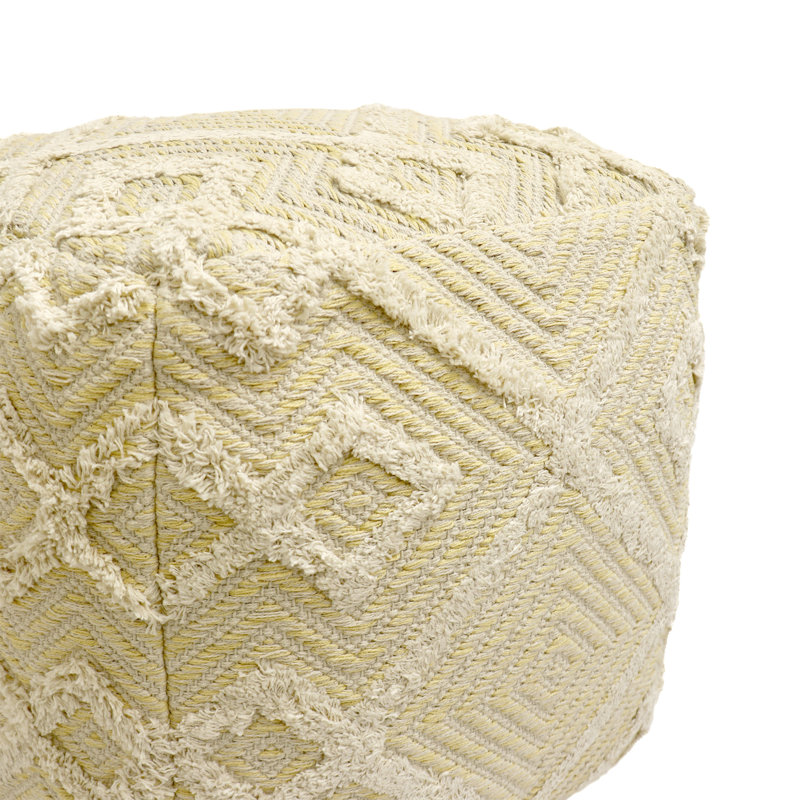 Grand Canyon 17" Yellow and Ivory Cotton Pouf