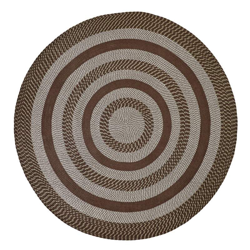 Newport Classic Brown 72" Round Braided Indoor/Outdoor Rug