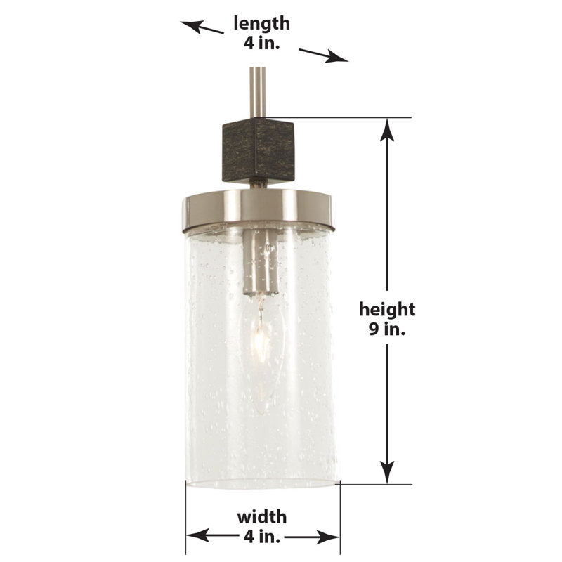 Bridlewood Stone Grey & Brushed Nickel Seedy Glass Mini Pendant