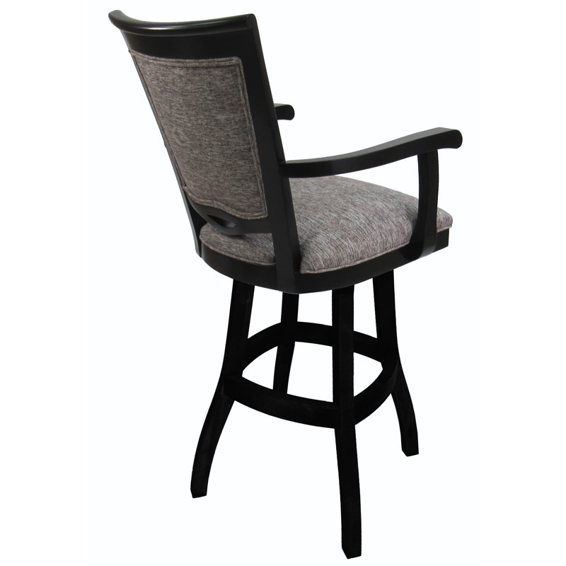 Elegant Mojave Gray Solid Wood Swivel Extra Tall Bar Stool