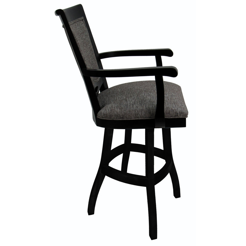 Elegant Mojave Gray Solid Wood Swivel Extra Tall Bar Stool