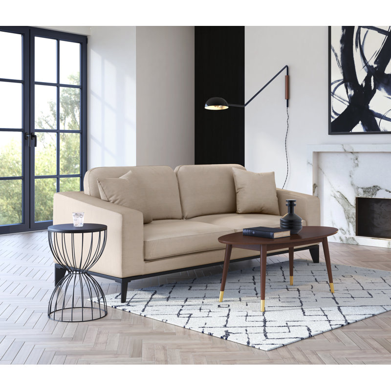 Cami Black Metal and Wood Round End Table