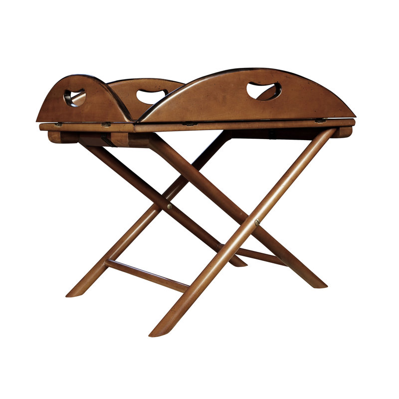 Acker 34'' Mahogany Wood Cross Leg Tray Top End Table
