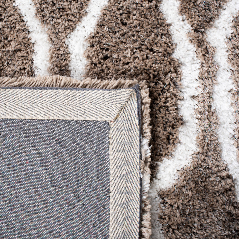 Ivory Silver Barcelona Hand-Tufted Cotton Shag Rug, 5'x5' Square