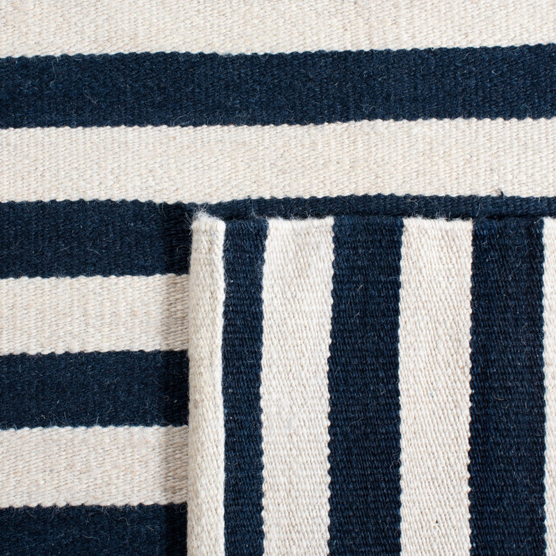 Coastal Stripe Blue Wool 10' x 14' Handwoven Area Rug