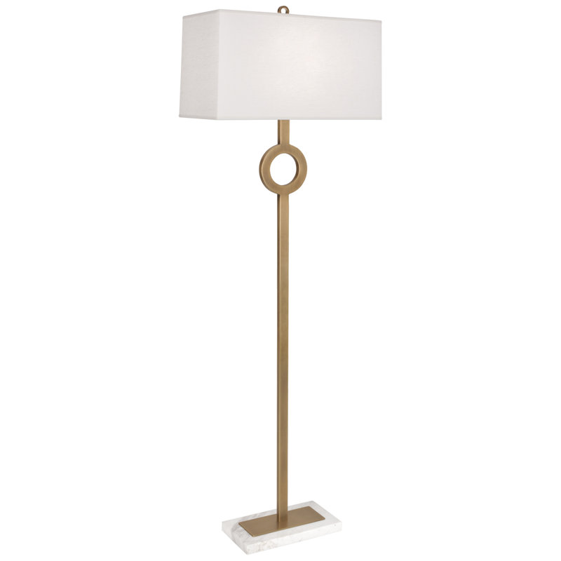 Oculus Warm Brass 62.75'' Column Floor Lamp with Oyster Linen Shade