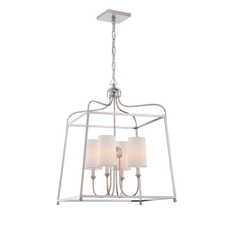 Elegant Sylvan Polished Nickel & Crystal 4-Light Chandelier