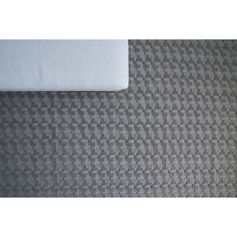 Handmade Dark Taupe Wool Geometric Rectangular Area Rug
