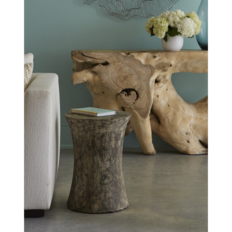 Gray Solid Wood 15" Transitional Accent Stool