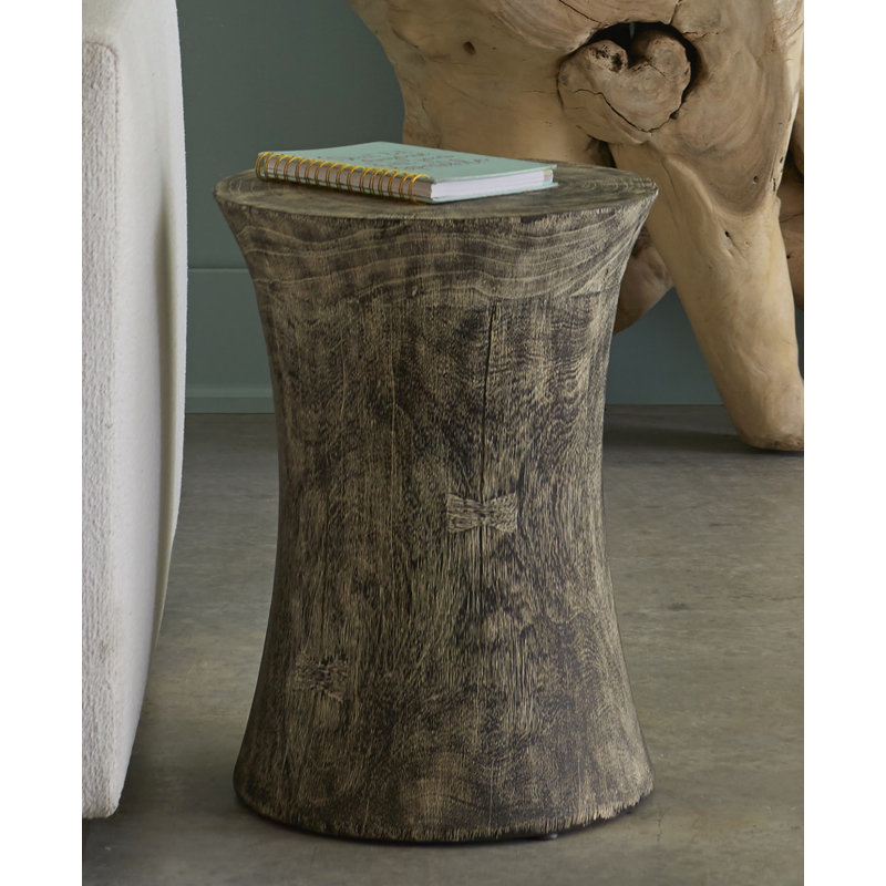 Gray Solid Wood 15" Transitional Accent Stool