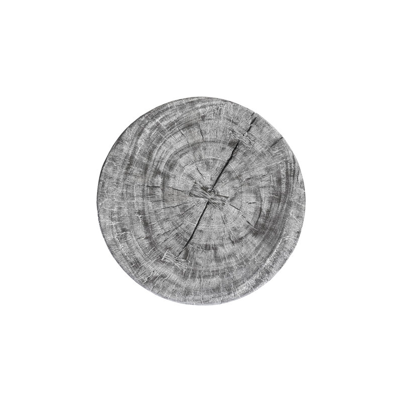 Gray Round Wood and Glass Transitional End Table