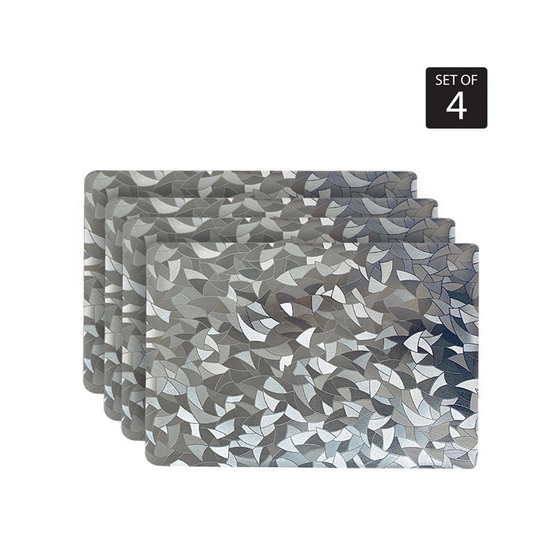 Silver Leaf Design Vinyl Placemats Set of 4