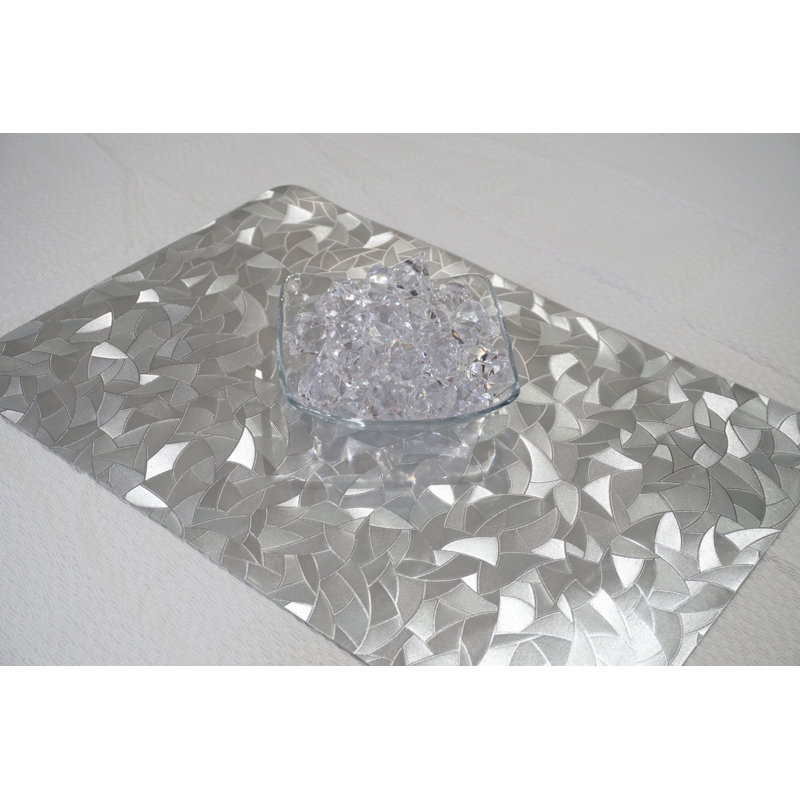 Silver Leaf Design Vinyl Placemats Set of 4