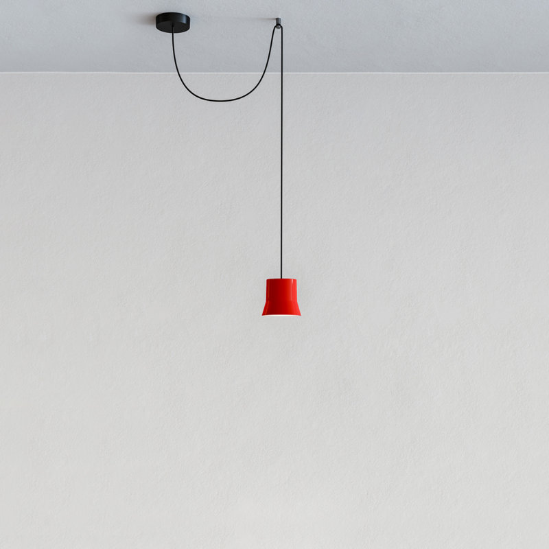Adjustable Black Aluminum Bell Pendant with White LED Shade