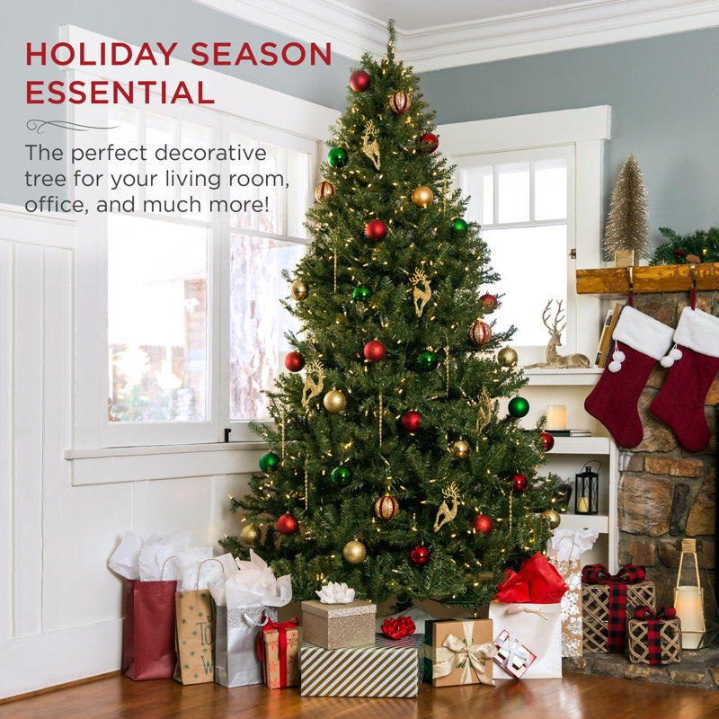 9' Pre-Lit Frosted Full Fir Artificial Christmas Tree with Steel Stand