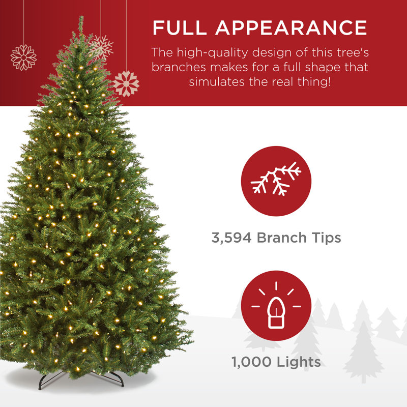 9' Pre-Lit Frosted Full Fir Artificial Christmas Tree with Steel Stand